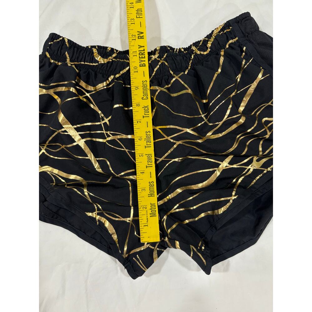 Nike Black Athletic Shorts with Gold Wave Print - Picture 6 of 6